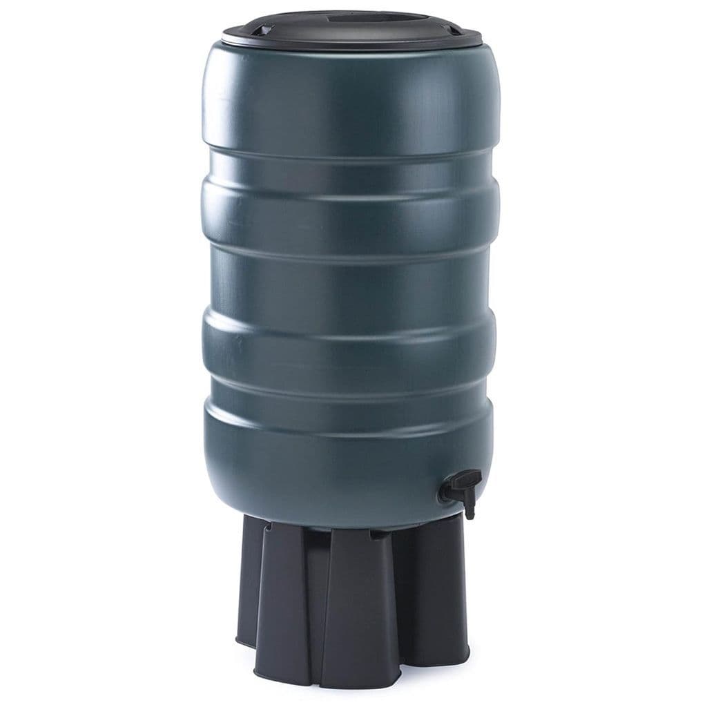 Strong 150L Slimline Medium Garden Water Butt Set Including Lid Tap with Stand and Filler Kit