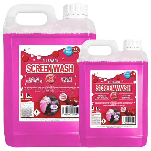 2.5L Cherry Scent All Season Screenwash Effective Protects From Freezing
