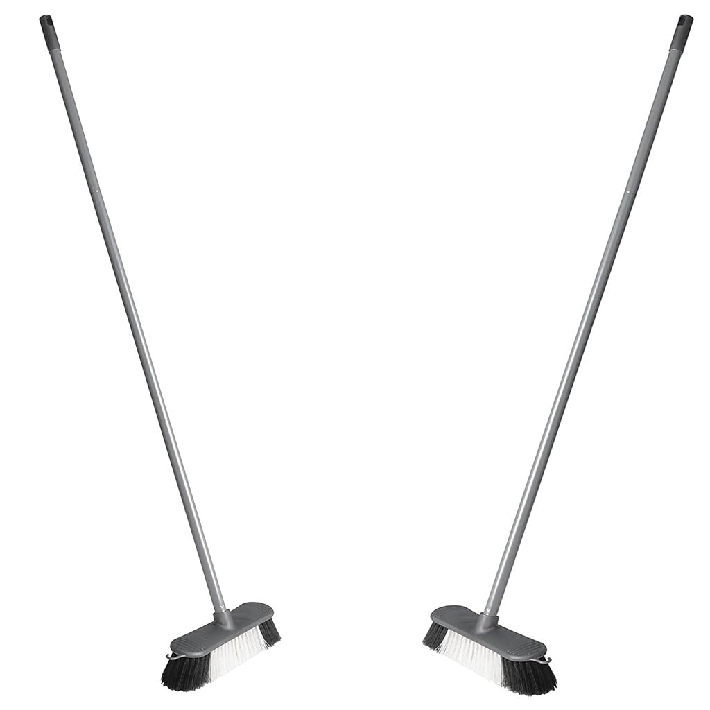 Metallic Grey 3pcs Indoor Sweeping Broom With Metal Handle