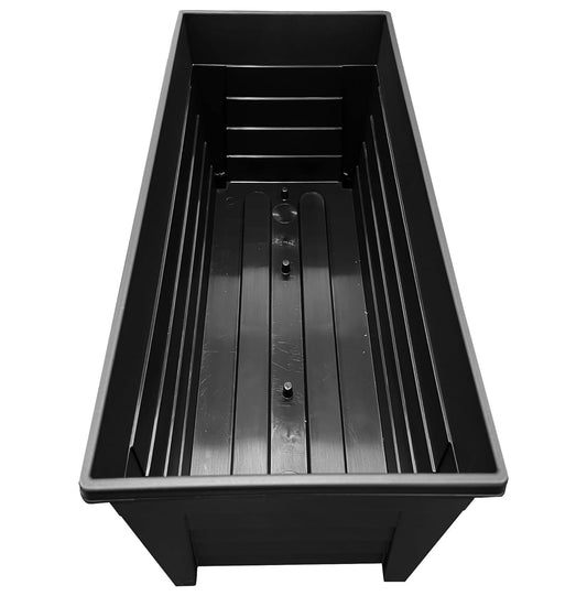 Set Of 2 Black Grosvenor Troughs 55cm Long Flower Planters Ideal For Gardens & Patio Areas