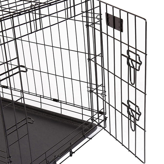 2 Door Folding Dog/Puppy Cage Carrier With Plastic Tray