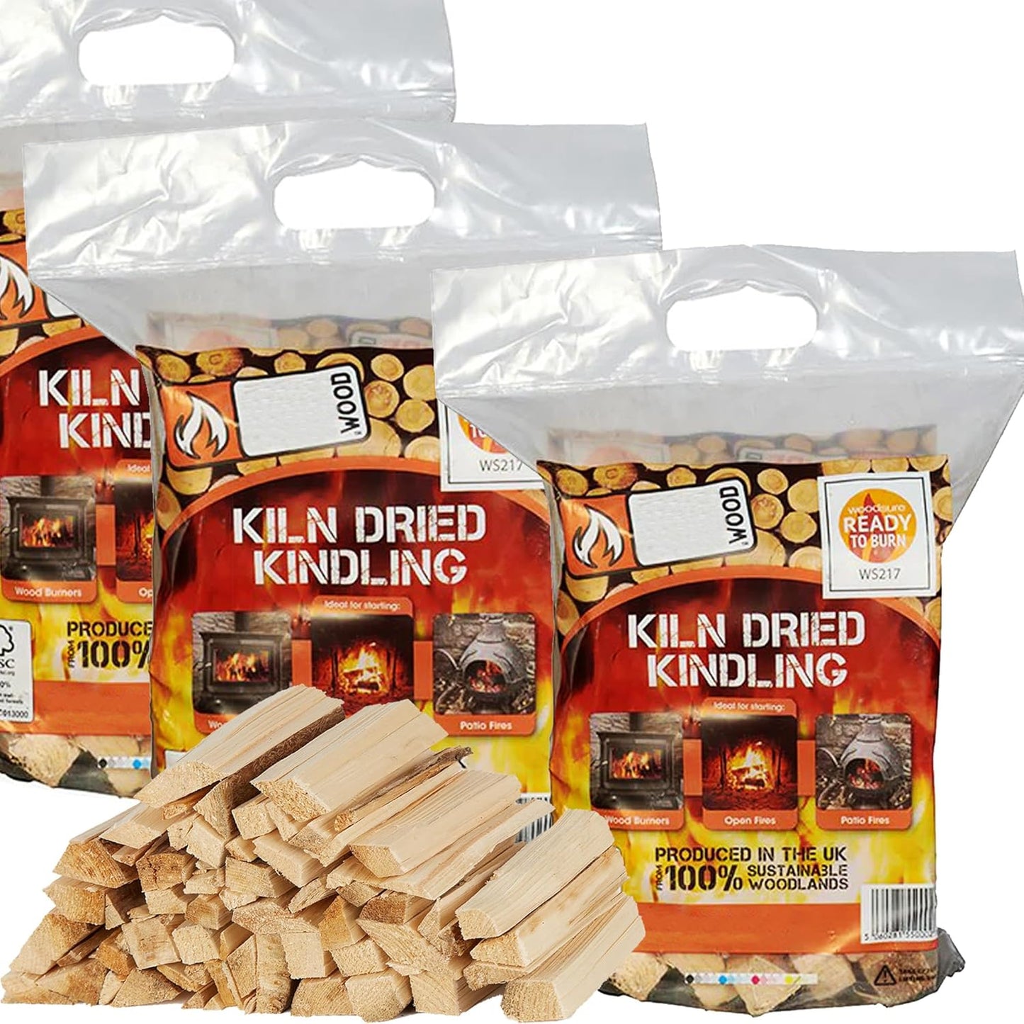 3 Bags Firewood Logs Kiln Dried Ready To Burn Easy To Light Log For Outdoor Open Fire Pits