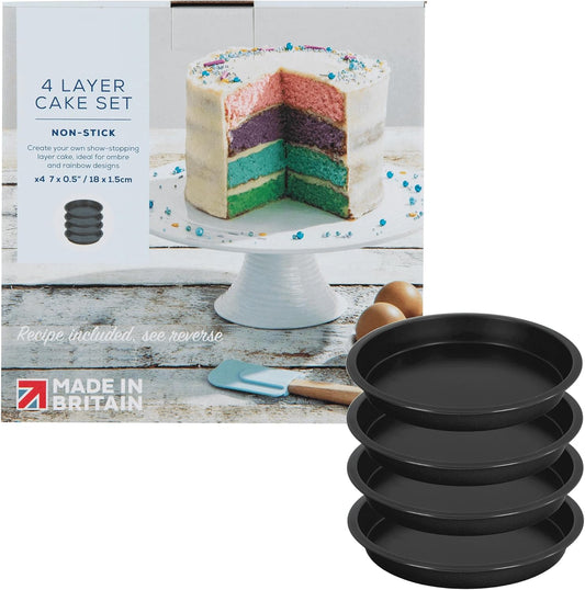 4 Layer Rainbow Cake Set 18cm Four Layers of Moist, Fluffy Cake