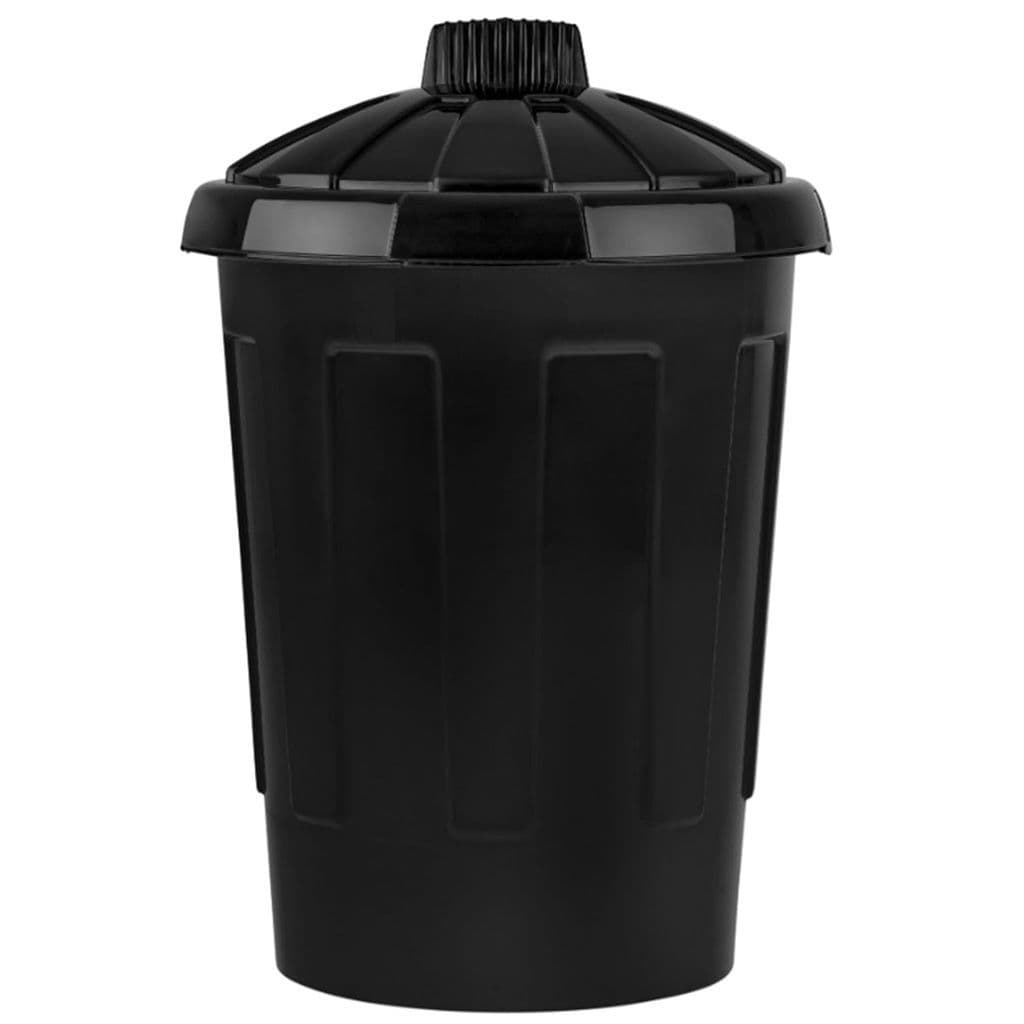 80L Extra Large Black Plastic Kitchen Garden Waste Storage Bin With Lid