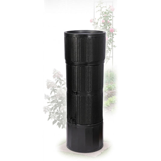 XL 150L Rattan Wicker Effect Water Butts With Stand, Tap, Rain Diverter & Lid