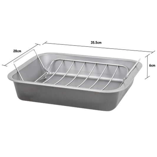 36cm Deep Roasting Tin with Stainless Steel Curved Roasting Rack