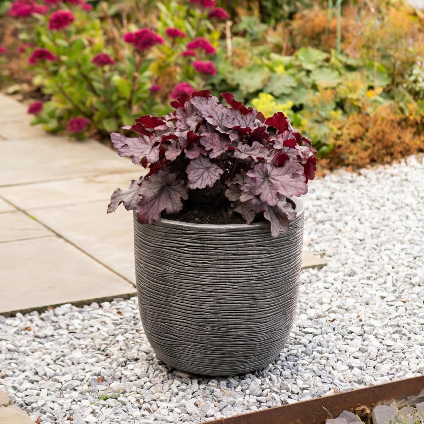 Extra Large Round Grey Flower Tree Planter For Home & Garden