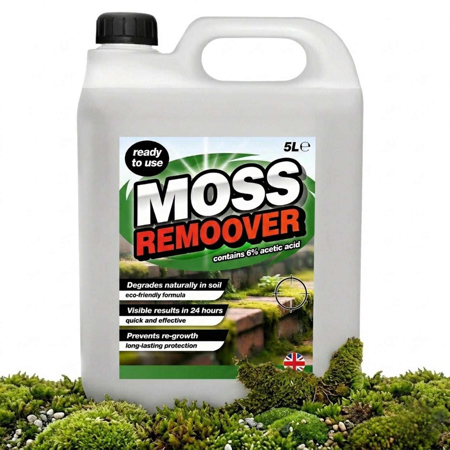 5L Moss Remover Fast Acting Powerful Formula Removes Moss, Algae & Mildew
