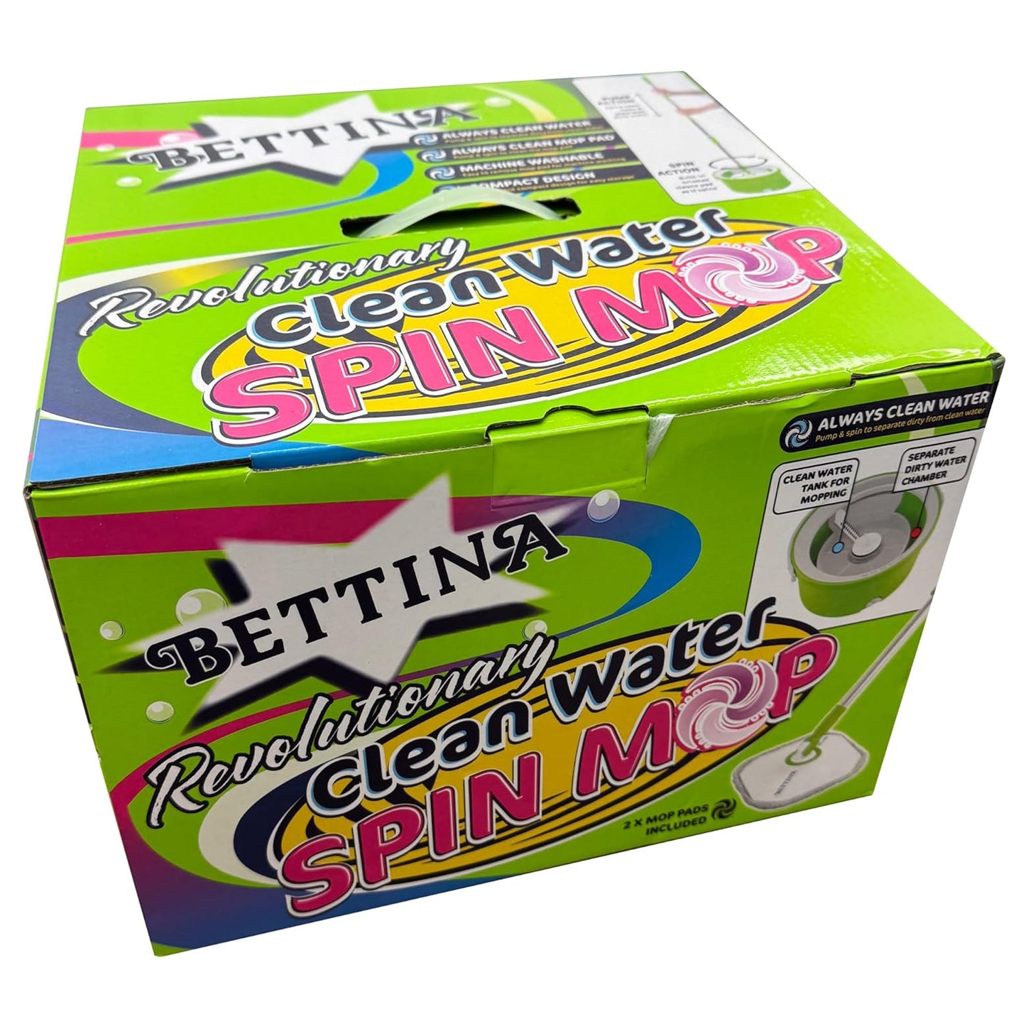 Clean Water Spin Mop Bucket Set With Extra Mop Pads