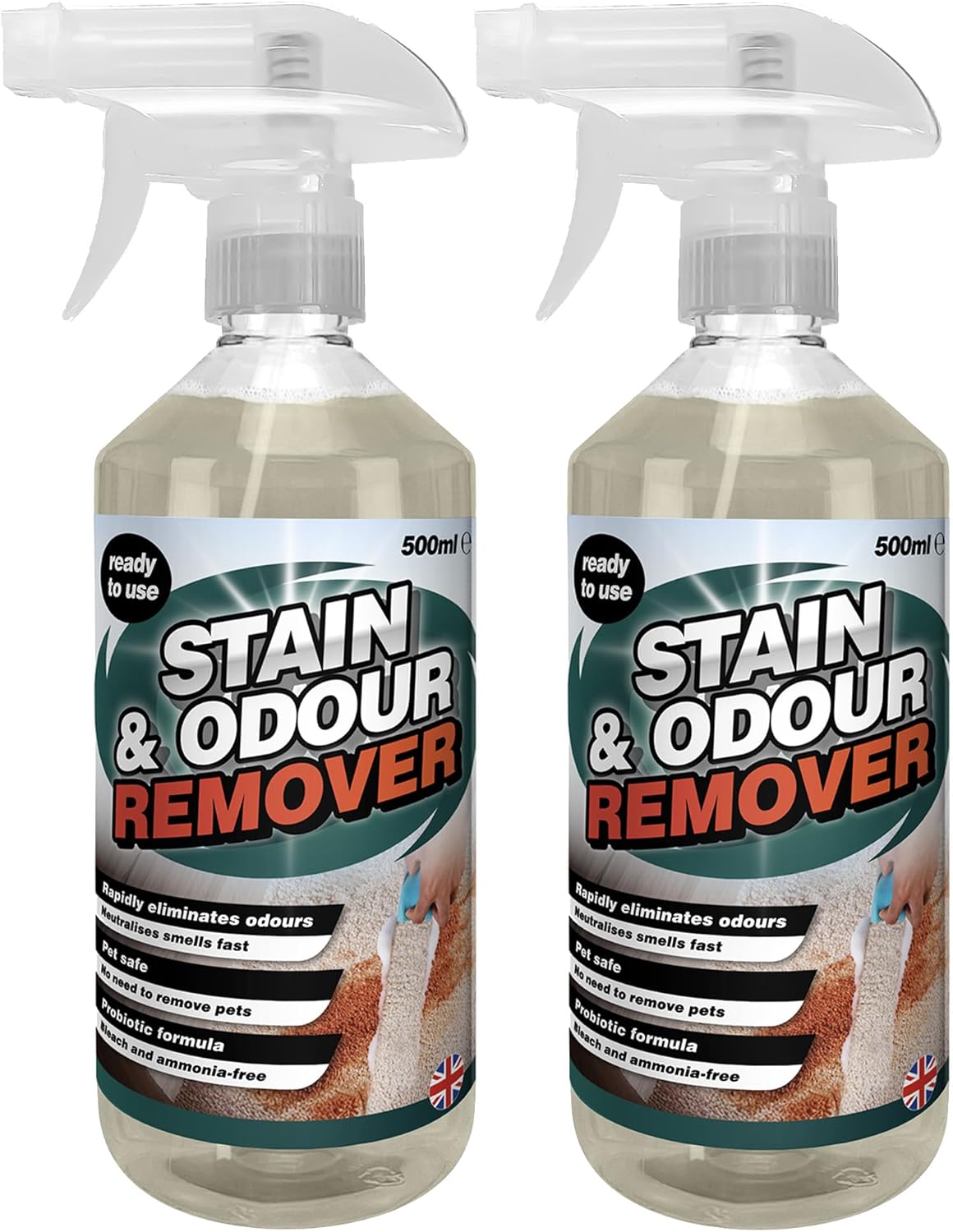 500ml Pet Friendly Stain & Odour Remover Trigger Spray Rapidly Eliminates Odours