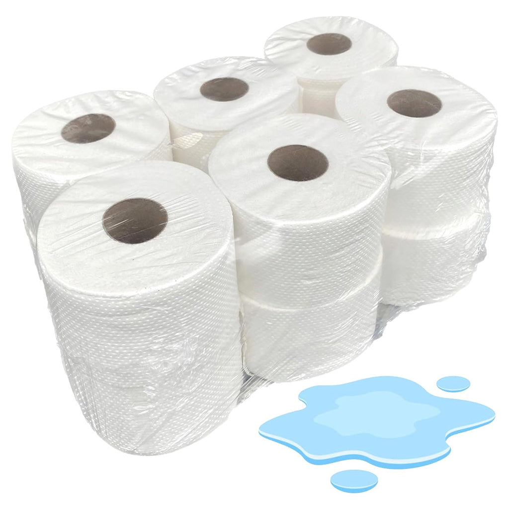 White 2ply Embossed Centrefeed Hand Paper Towel Rolls