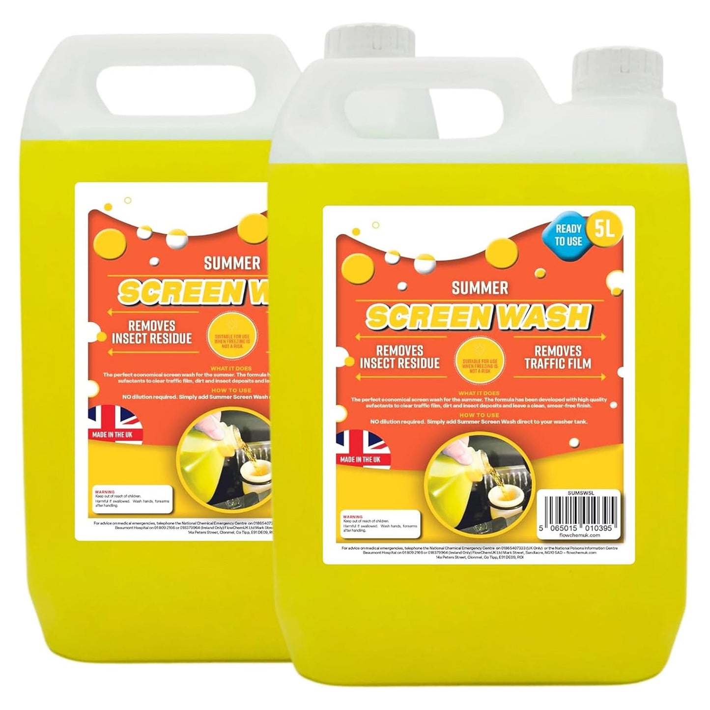 5L High Performance Summer Screen Wash Ready To Use Effective Down To 4°C