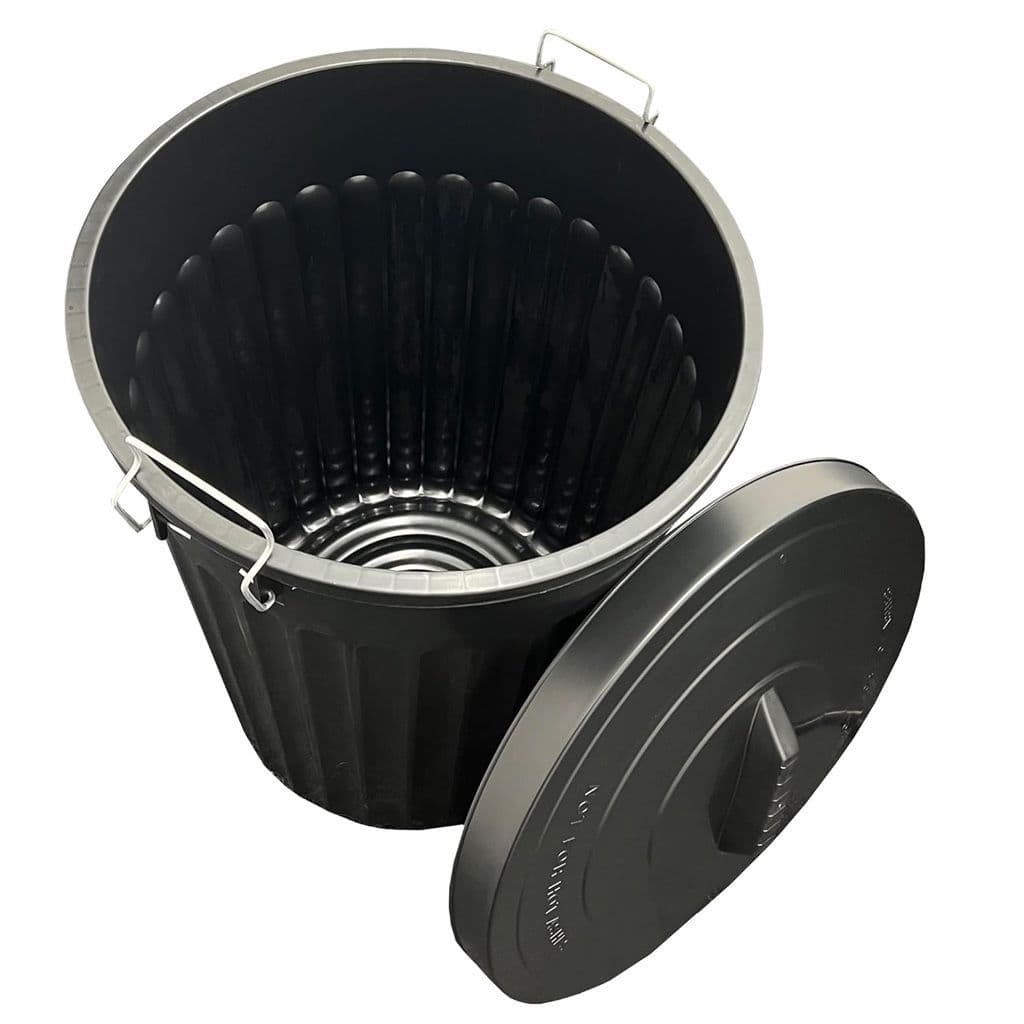 100L Black Home Kitchen Outdoor Animal Feed Dustbin With Strong Metal Clip Lid
