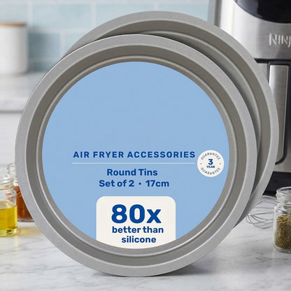 17cm Deep Round Air Fryer Tins Non-Stick Carbon Steel Pans For Baking & Roasting