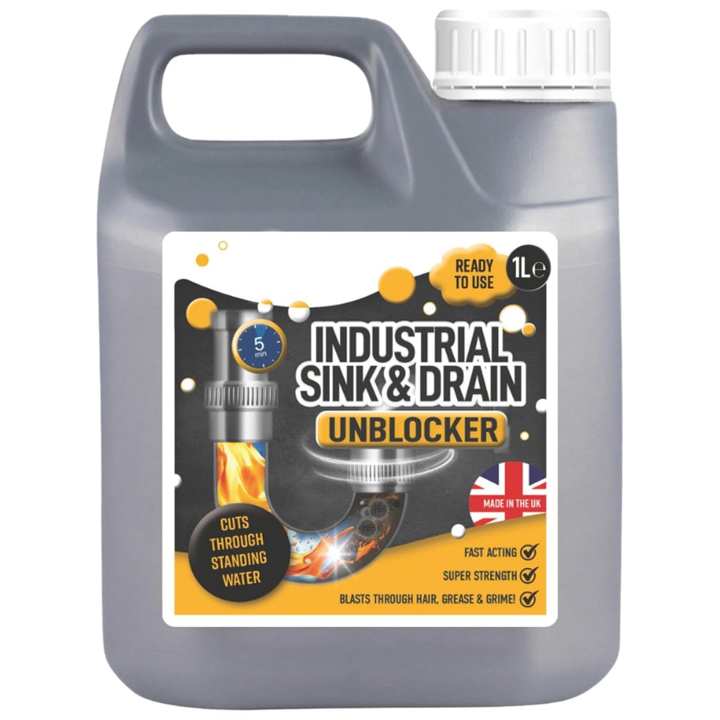 1 Litre Handy Size Heavy Duty Sink & Drain Unblocker For Plug Holes, Showers & Toilets