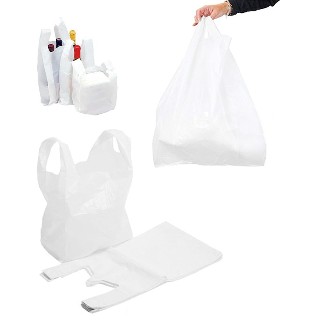 White 10 x 15 x 18" Plastic Vest Style Carrier Bags