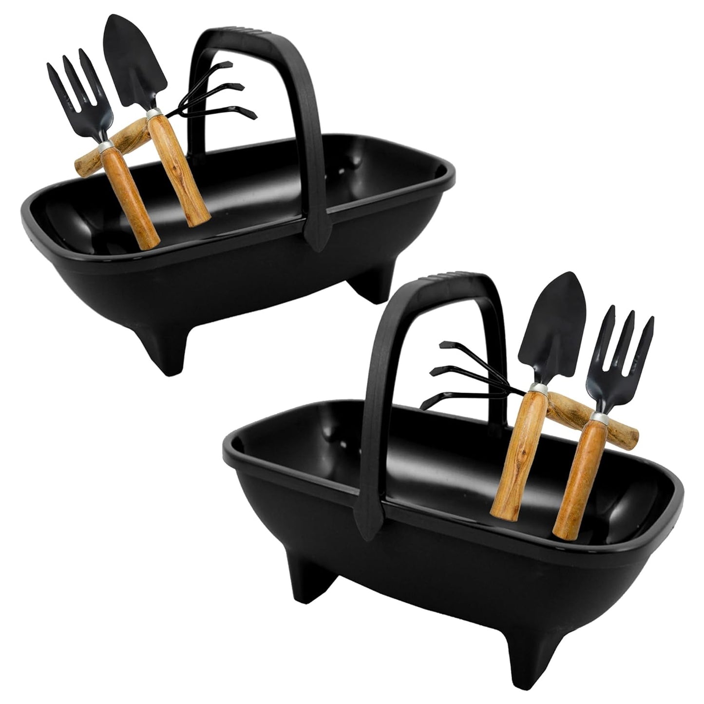 Garden Trug 53cm Black Plastic Basket Plant Pot With Handle
