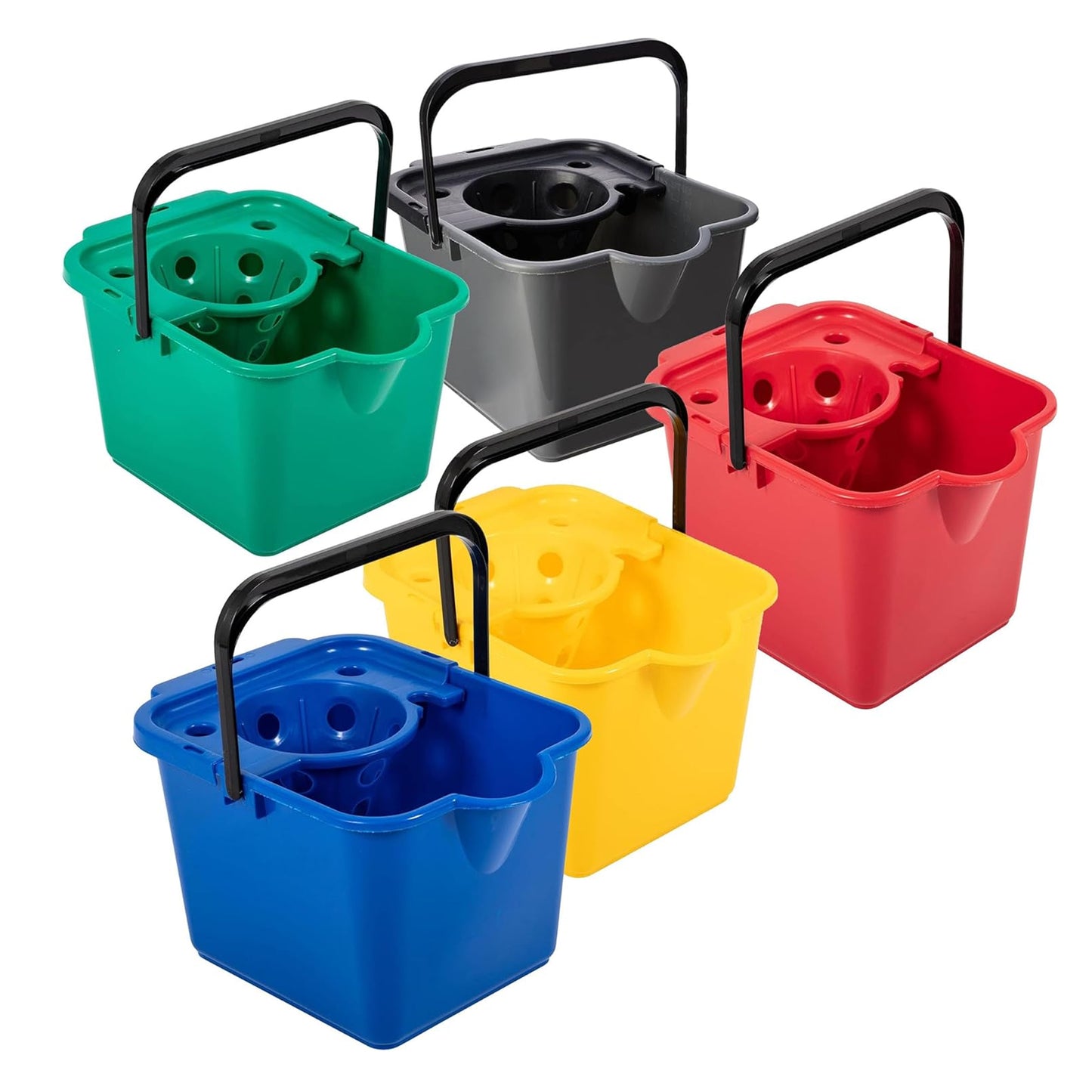 12L Plastic Mop Bucket Only With Wringer Coloured Buckets With Lip For Easy Pouring