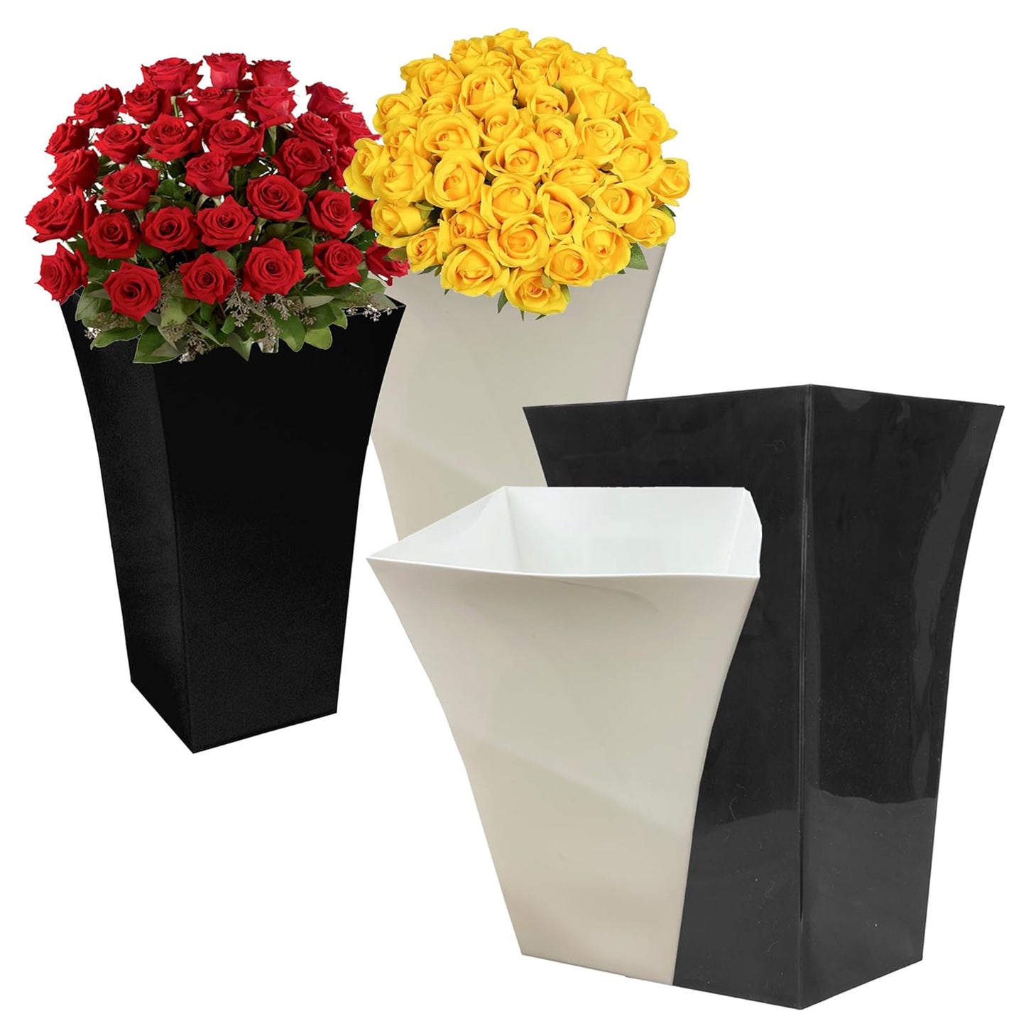 Tall Milano Plastic Shiny Gloss Planters
