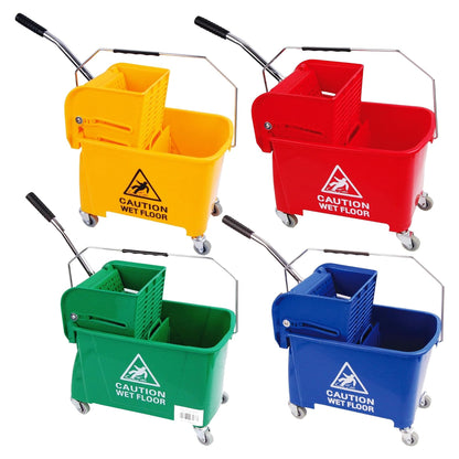 20L Strong Kentucky Mop Dual-Bucket & Wringer System With Durable Wheels & Carrying Handle