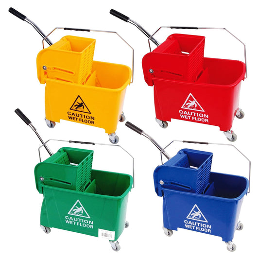 20L Strong Kentucky Mop Dual-Bucket & Wringer System With Durable Wheels & Carrying Handle