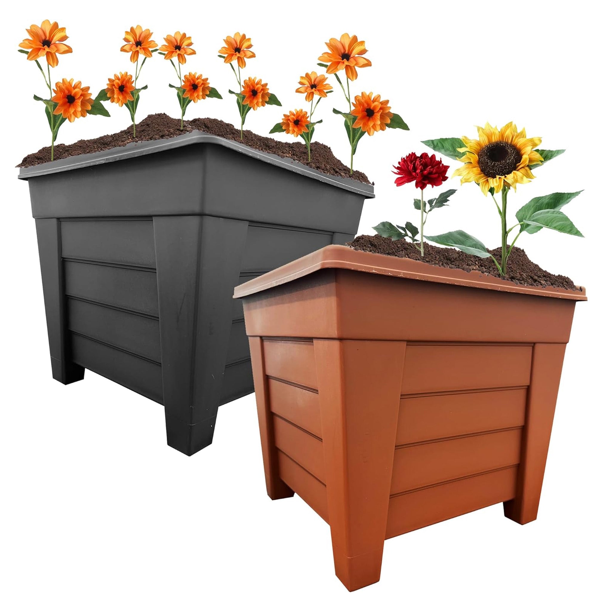 Grosvenor Square Planter 33cm Black & Terracotta Plant Pots | Storm Trading