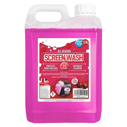 2.5L Cherry Scent All Season Screenwash Effective Protects From Freezing