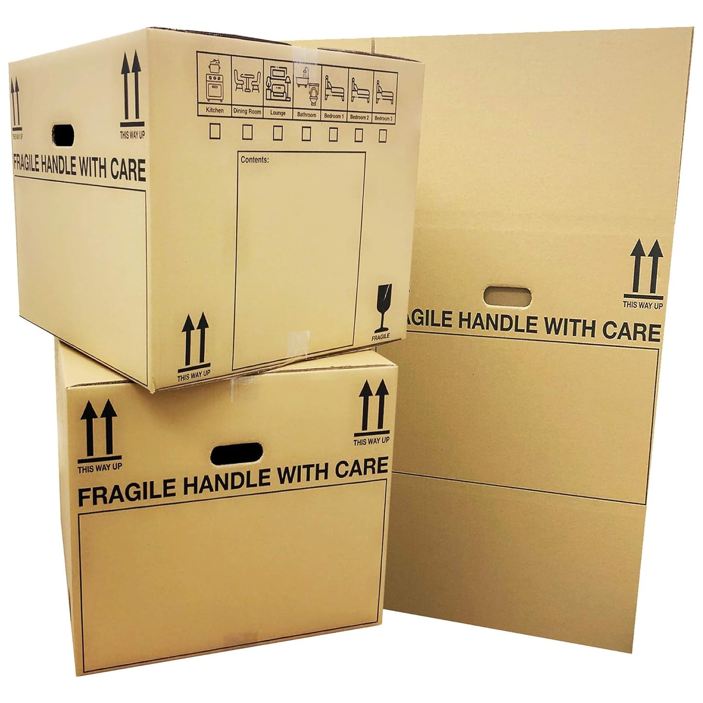 Pack Of 10 Printed 21x21x16" Removal Boxes Boxes With Checklist & Handles
