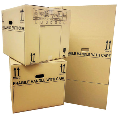 Pack Of 10 Printed 21x21x16" Removal Boxes Boxes With Checklist & Handles