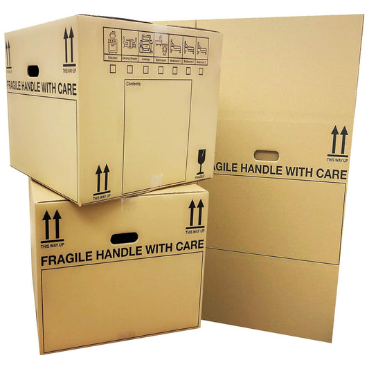 Pack Of 5 Printed 21x21x16" Removal Boxes Boxes With Checklist & Handles