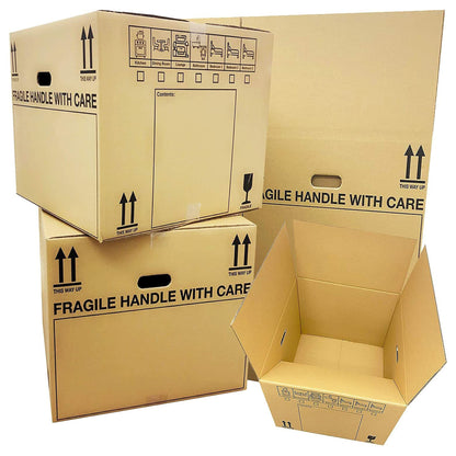 Printed Removal 21'' x 21'' x 16'' Cardboard Boxes With Checklist & Handles