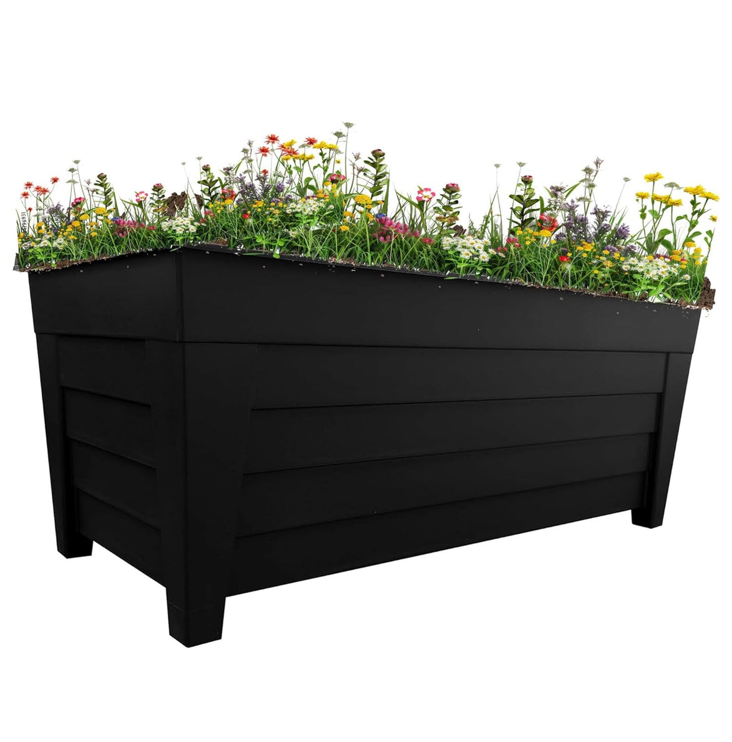 Set Of 2 Black Grosvenor Troughs 55cm Long Flower Planters Ideal For Gardens & Patio Areas