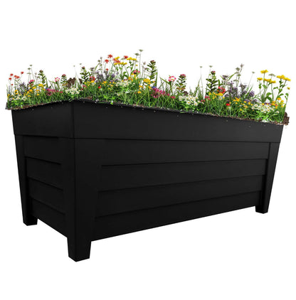 Set Of 2 Black Grosvenor Troughs 55cm Long Flower Planters Ideal For Gardens & Patio Areas