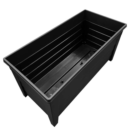 Set Of 2 Black Grosvenor Troughs 55cm Long Flower Planters Ideal For Gardens & Patio Areas