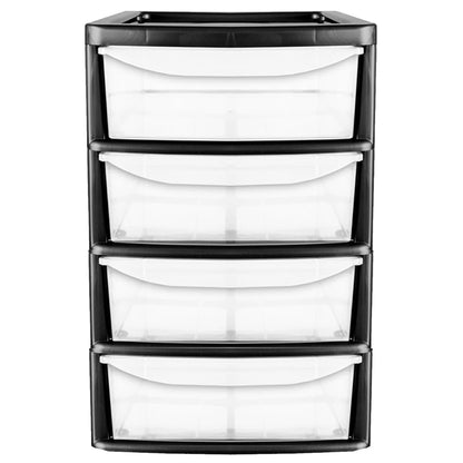 A4 Desktop Plastic Storage Drawers Table Top Organiser 4 Pull Out Drawers