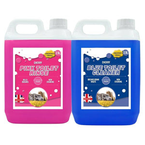 2 x 2.5 Litre Combo Pack Pink & Blue Toilet Fluid Cleaner Bottles