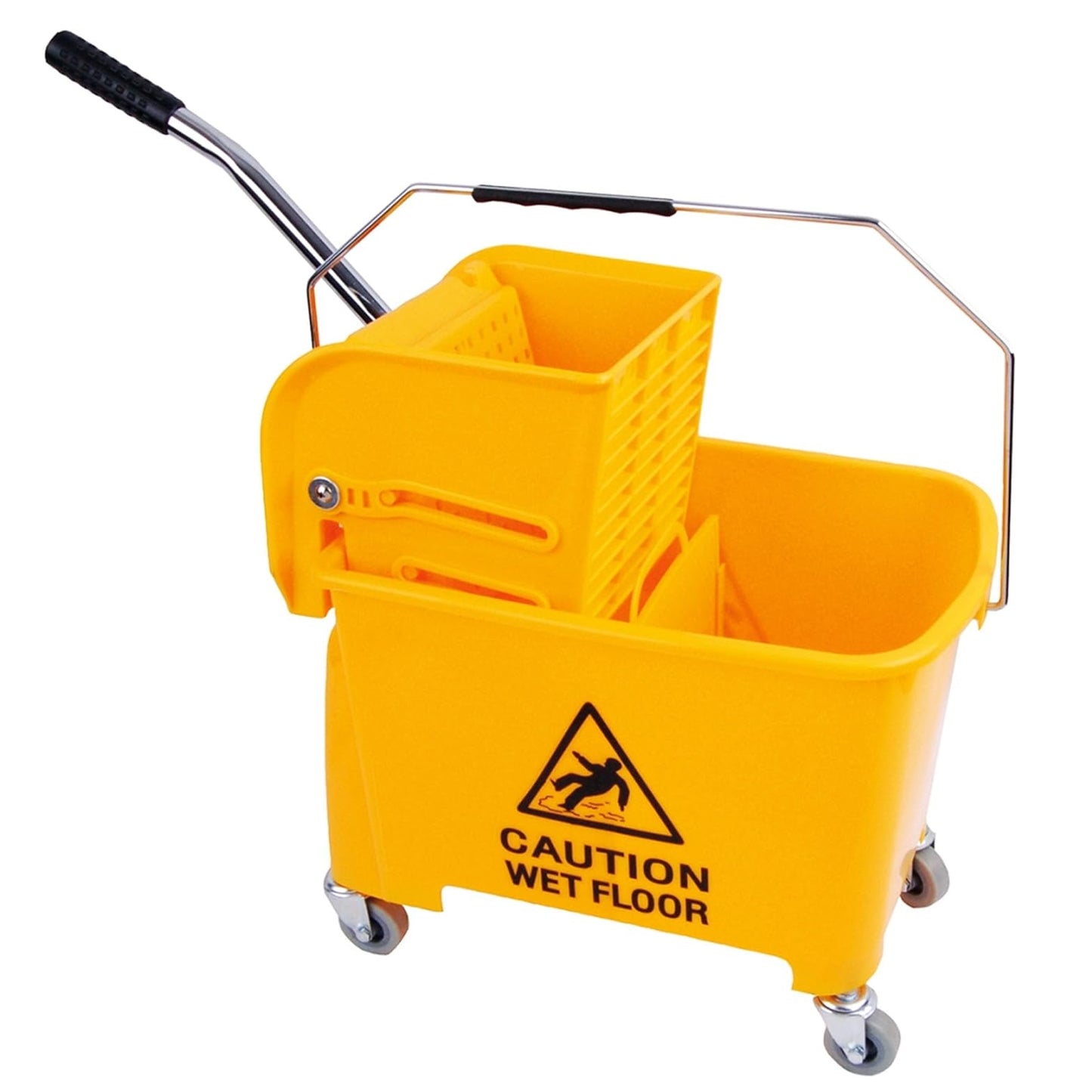 20L Strong Kentucky Mop Dual-Bucket & Wringer System With Durable Wheels & Carrying Handle