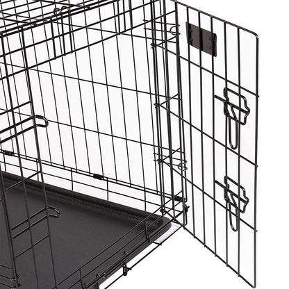 2 Door Folding Dog/Puppy Cage Carrier With Plastic Tray