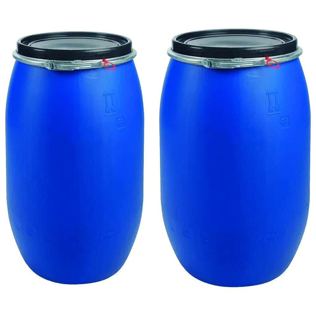 Blue Plastic Open Top Storage Keg Barrel Drums