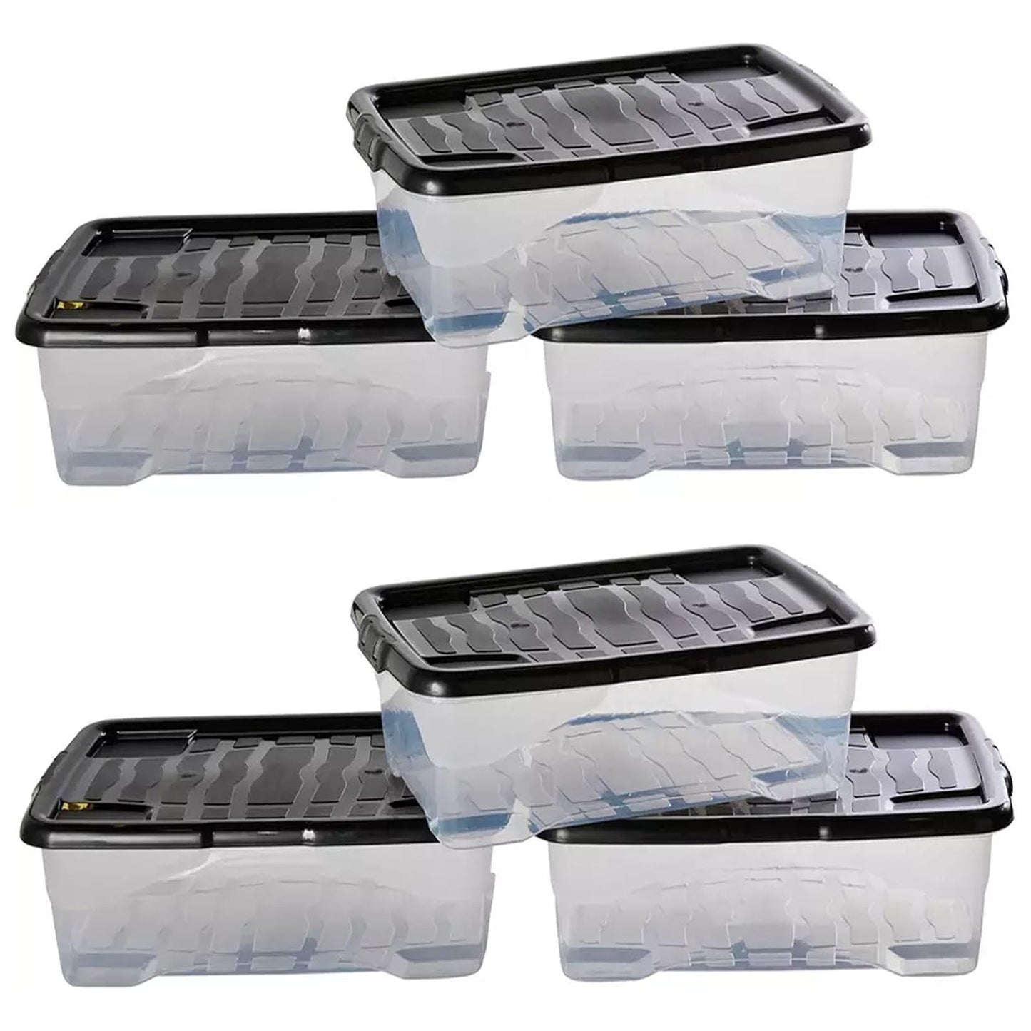 30 Litre High Grade Under Bed Plastic Storage Boxes (Pack of 5)