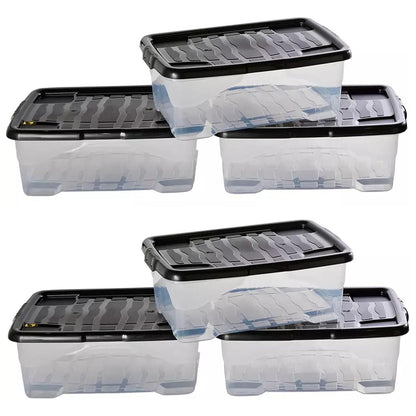30 Litre High Grade Under Bed Plastic Storage Boxes (Pack of 5)