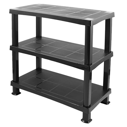 Multipurpose 3 Tier Strong Black Plastic Shelving Units Racking Shelf For Storage