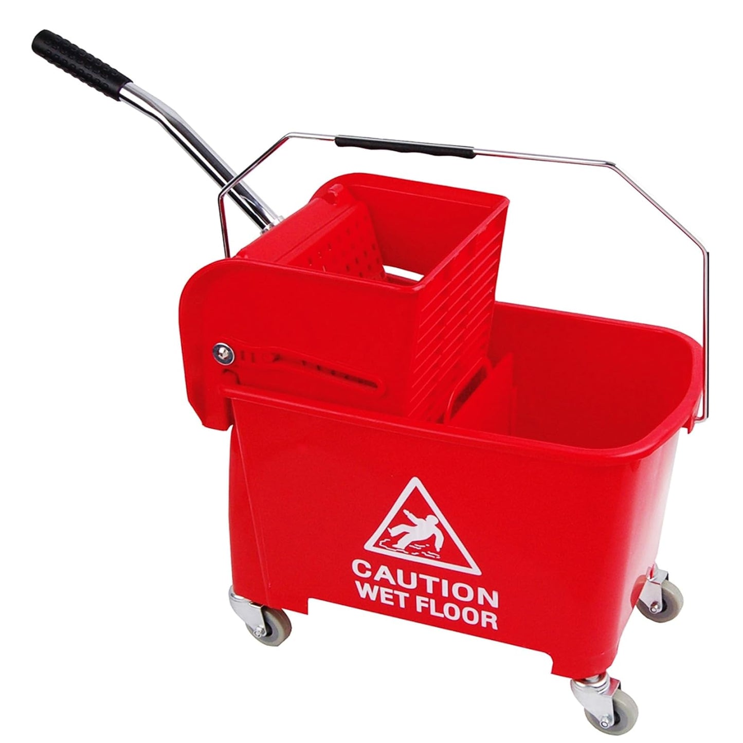 20L Strong Kentucky Mop Dual-Bucket & Wringer System With Durable Wheels & Carrying Handle