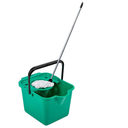 12L Mop & Bucket Set For Cleaning Hard Floors Complete With Pouring Lip & Cotton Mop