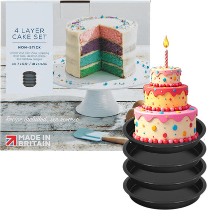 4 Layer Rainbow Cake Set 18cm Four Layers of Moist, Fluffy Cake