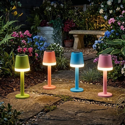 4pc Multicolored Solar Table Lamps Waterproof Warm White LED Patio Garden Lights