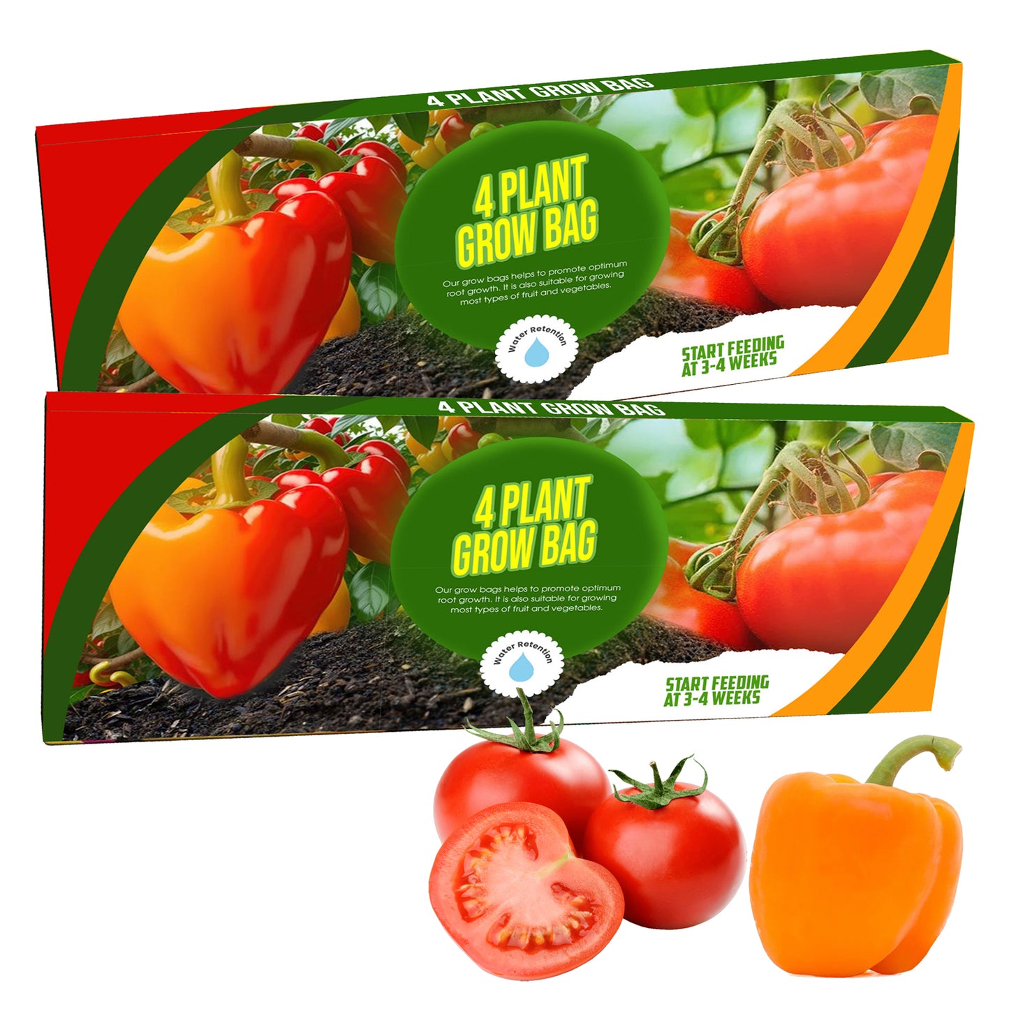 4 Plant Grow Bags With Balanced Nutrients & Water Retention