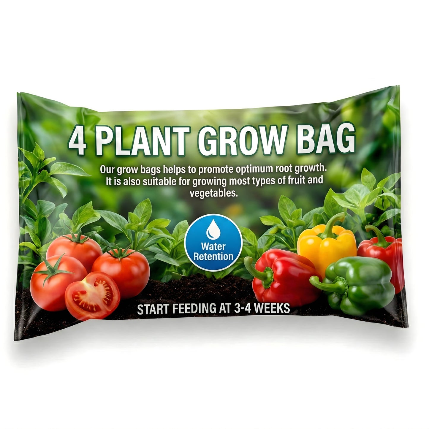 4 Plant Grow Bags With Balanced Nutrients & Water Retention