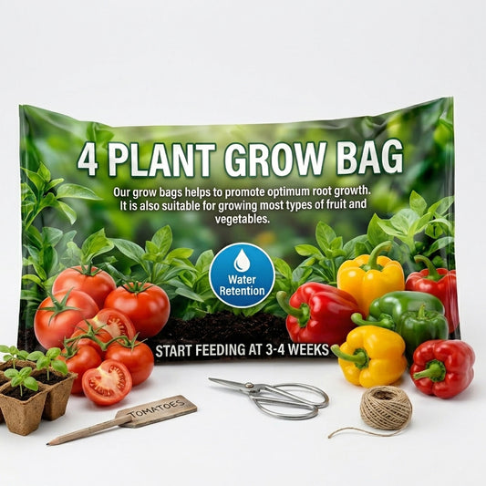 4 Plant Grow Bags With Balanced Nutrients & Water Retention