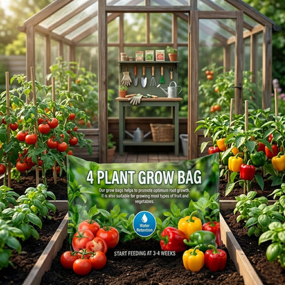 4 Plant Grow Bags With Balanced Nutrients & Water Retention